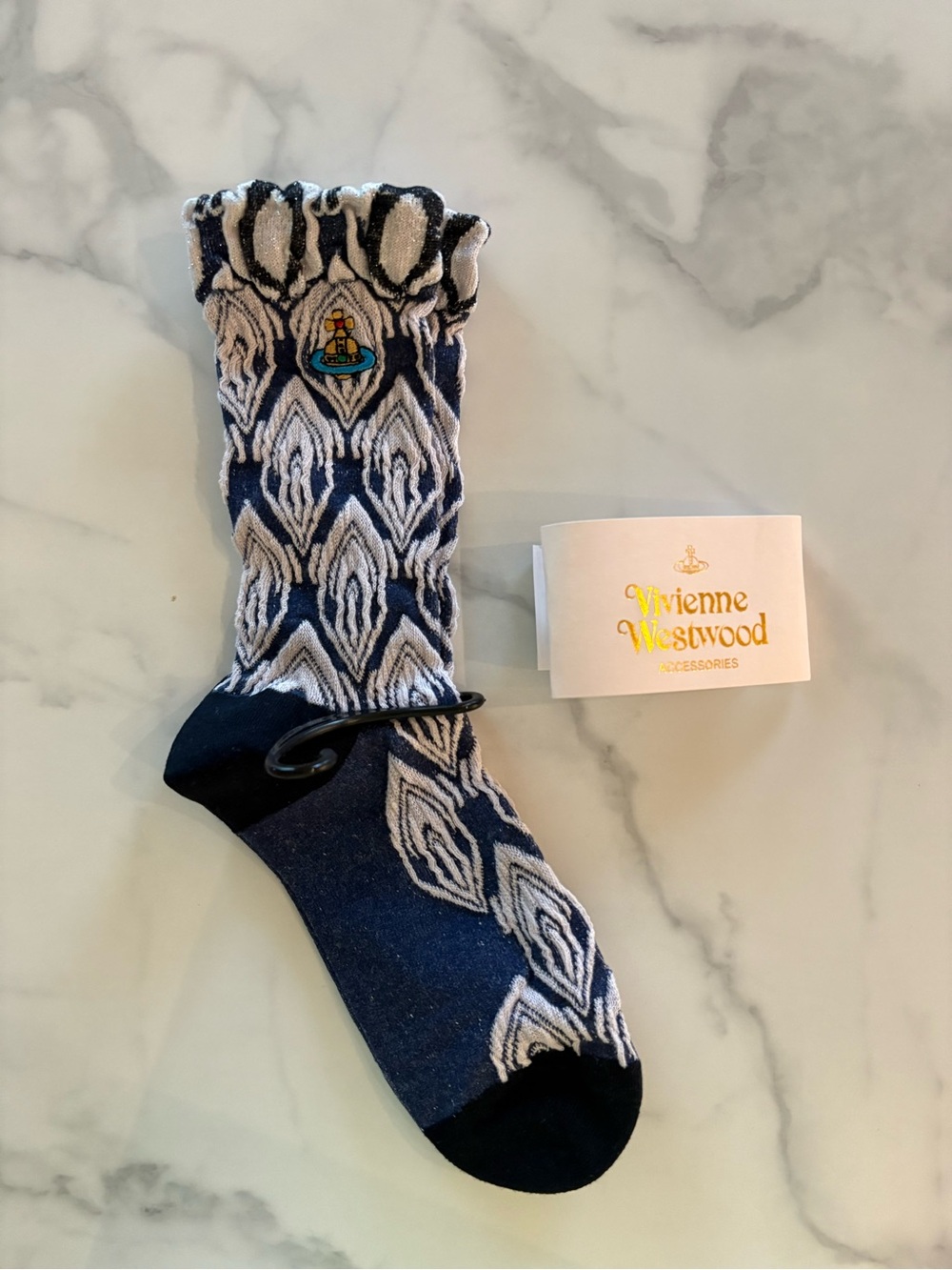 Vivienne Westwood Navy Patterned Crew Socks